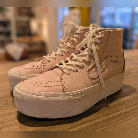 Vans Sk8-Hi Platform Sneaker (Women) Leather Pink Size 8 - Picture 3 of 11